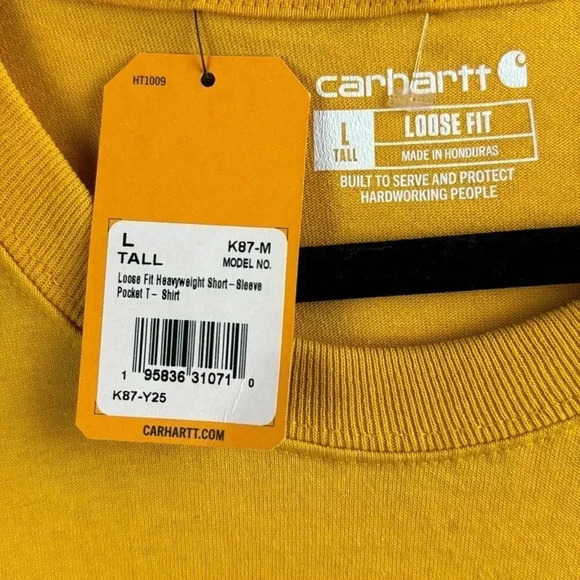 Carhartt Force Loose  Fit Heavy Weight Pocket T-Shirt Men’s Yellow SZ L TALL NWT - Picture 4 of 6